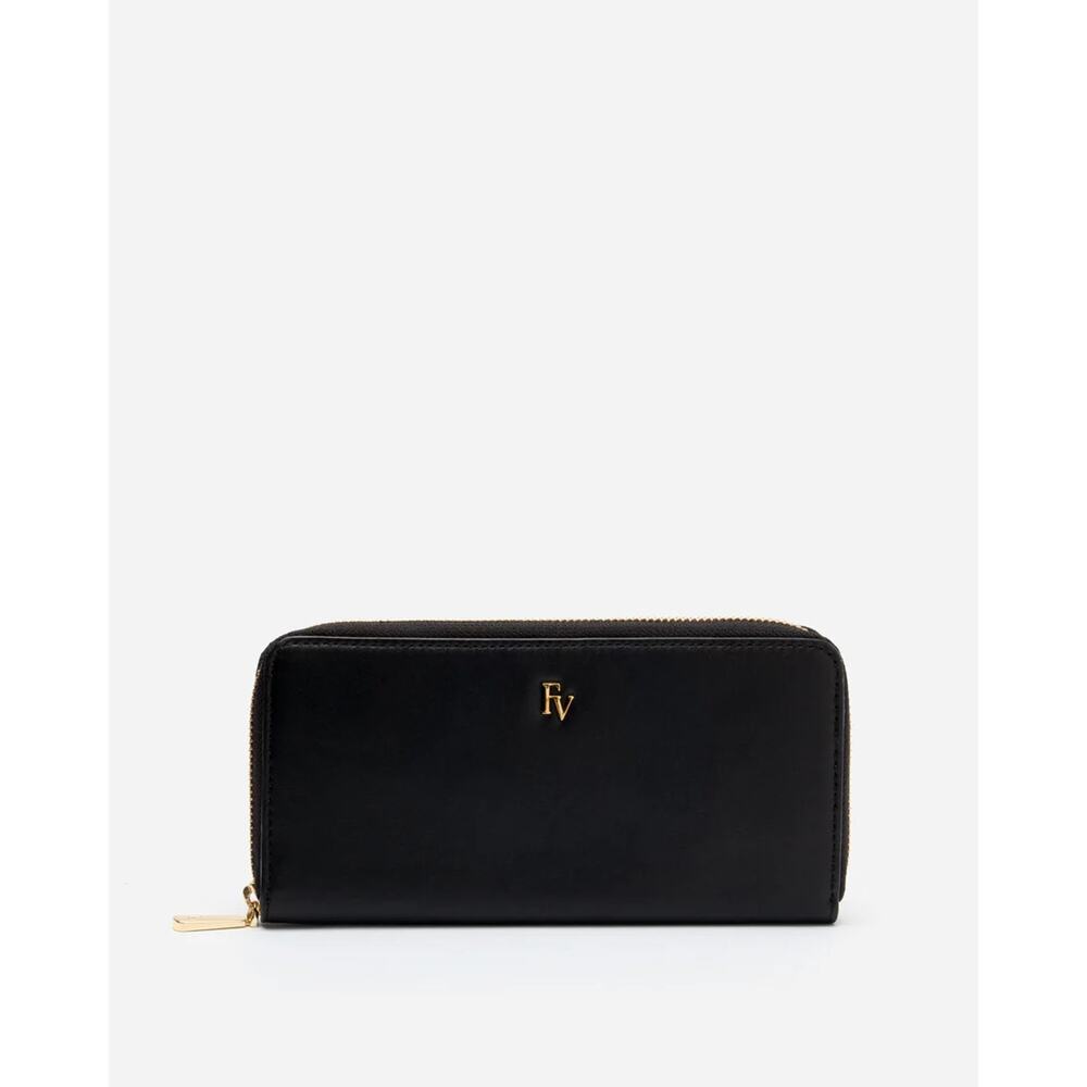 Frances Valentine Zip Around Continental Wallet Soft Nappa ~ Black